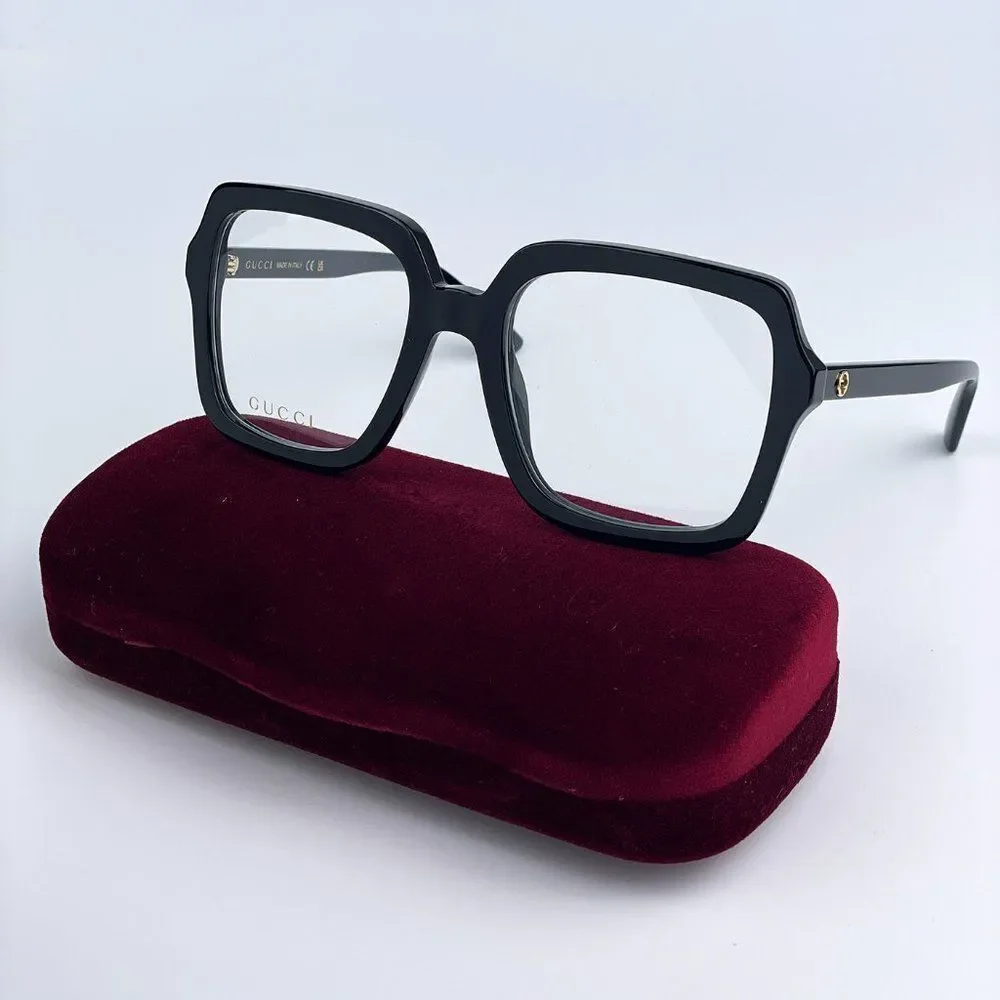 NEW Gucci GG1318O 001 Black Square Women Eyeglasses